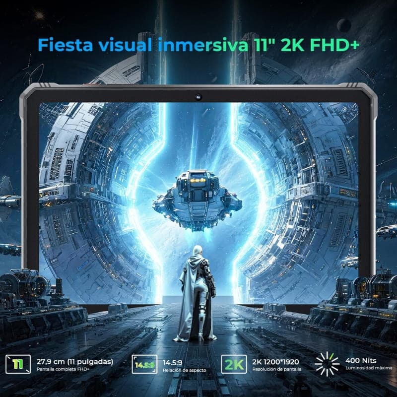 Hotwav R9 Ultra 11 8GB/512GB 5G Vermelho Rugged com tela 11 polegadas 2K FHD+, bordas reforçadas, câmera frontal central e design robusto para uso intenso